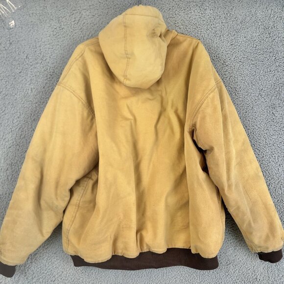 William Bay Work Jacket SIze XL 2XL Chore Hooded Brown Canvas Coat Lined Outdoor - Picture 3 of 7